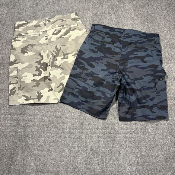 Lee Cargo Shorts Mens 32 Camo White Blue Active Stretch Motion Flex - Picture 2 of 10